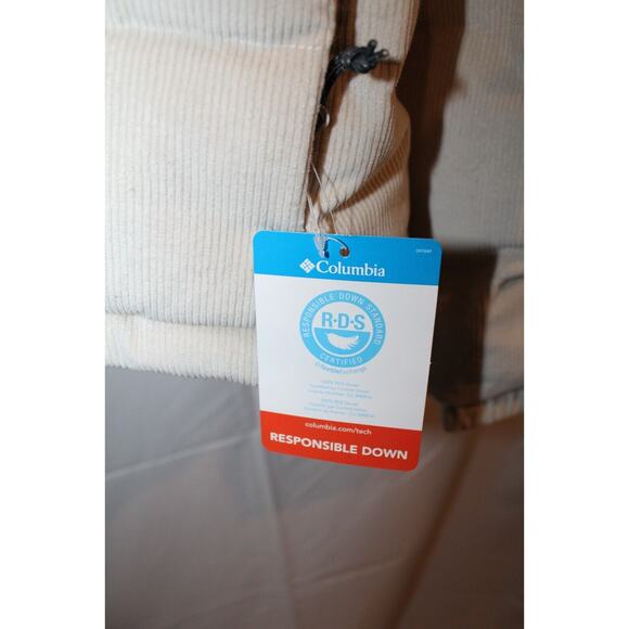 COLUMBIA WOMEN'S RUBY FALLS CORDUROY DOWN JACKET SZ L CREAM BEIGE $240 - Picture 5 of 9